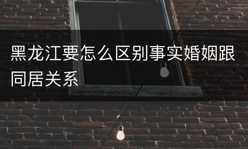 黑龙江要怎么区别事实婚姻跟同居关系