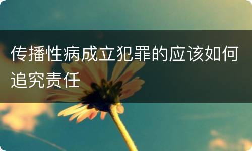 传播性病成立犯罪的应该如何追究责任