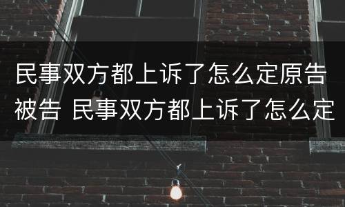 民事双方都上诉了怎么定原告被告 民事双方都上诉了怎么定原告被告呢