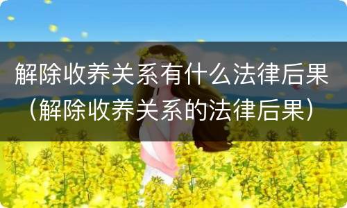 解除收养关系有什么法律后果（解除收养关系的法律后果）
