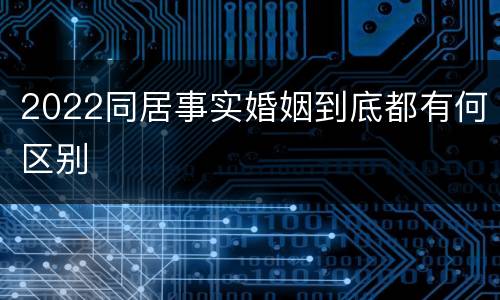 2022同居事实婚姻到底都有何区别