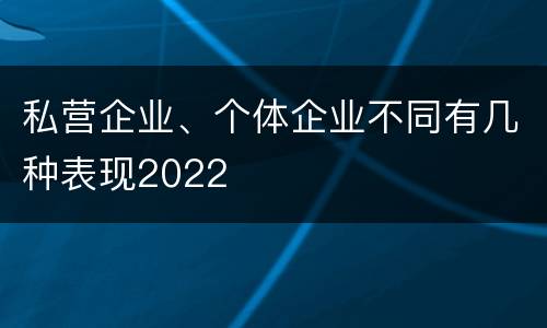 私营企业、个体企业不同有几种表现2022