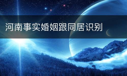 河南事实婚姻跟同居识别