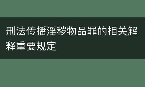 刑法传播淫秽物品罪的相关解释重要规定