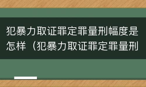 犯暴力取证罪定罪量刑幅度是怎样（犯暴力取证罪定罪量刑幅度是怎样计算的）