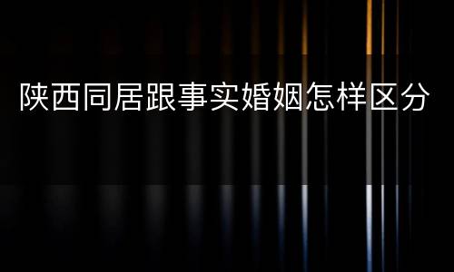 陕西同居跟事实婚姻怎样区分