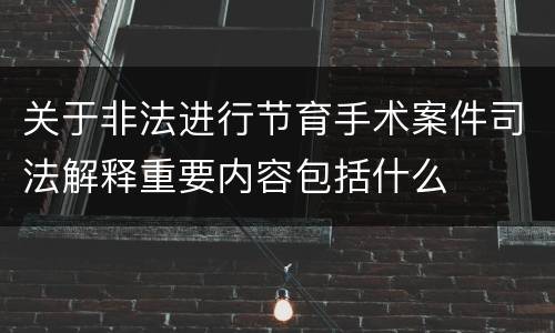 关于非法进行节育手术案件司法解释重要内容包括什么