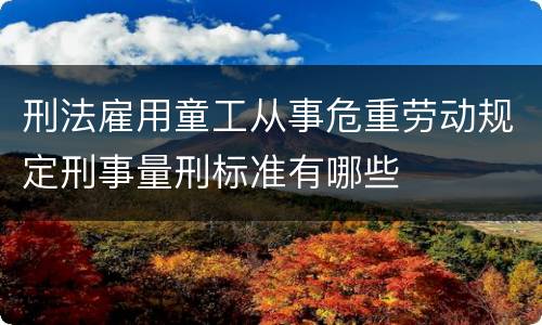 刑法雇用童工从事危重劳动规定刑事量刑标准有哪些