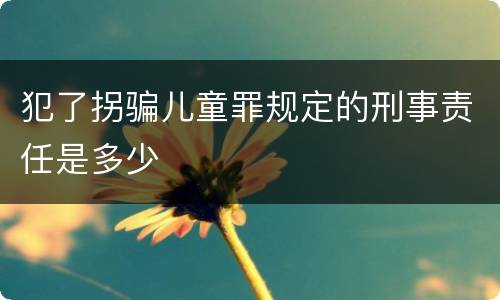 犯了拐骗儿童罪规定的刑事责任是多少