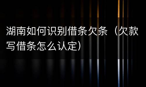 湖南如何识别借条欠条（欠款写借条怎么认定）