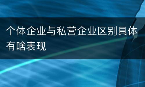 个体企业与私营企业区别具体有啥表现
