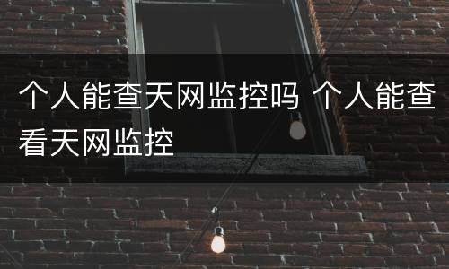 个人能查天网监控吗 个人能查看天网监控