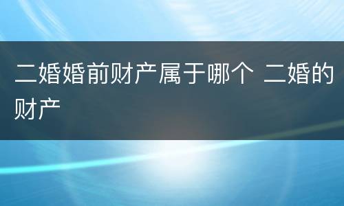 二婚婚前财产属于哪个 二婚的财产