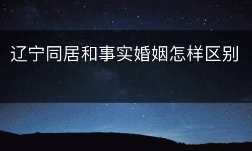 辽宁同居和事实婚姻怎样区别