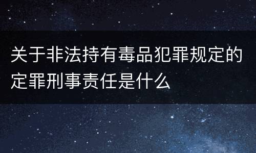 关于非法持有毒品犯罪规定的定罪刑事责任是什么