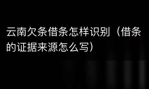 云南欠条借条怎样识别（借条的证据来源怎么写）