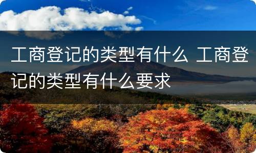 工商登记的类型有什么 工商登记的类型有什么要求