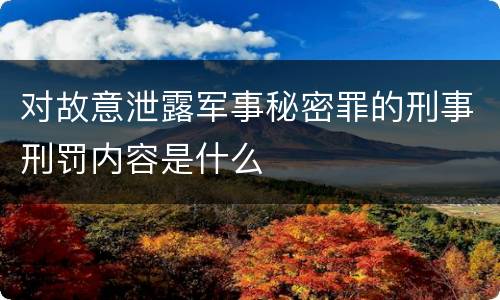 对故意泄露军事秘密罪的刑事刑罚内容是什么