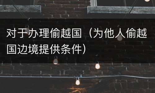 对于办理偷越国（为他人偷越国边境提供条件）