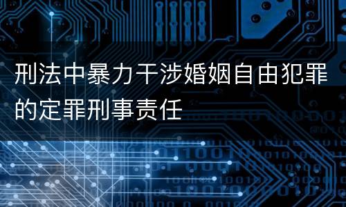 刑法中暴力干涉婚姻自由犯罪的定罪刑事责任
