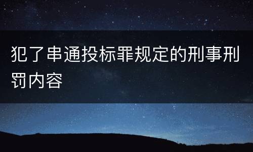 犯了串通投标罪规定的刑事刑罚内容