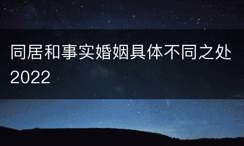 同居和事实婚姻具体不同之处2022