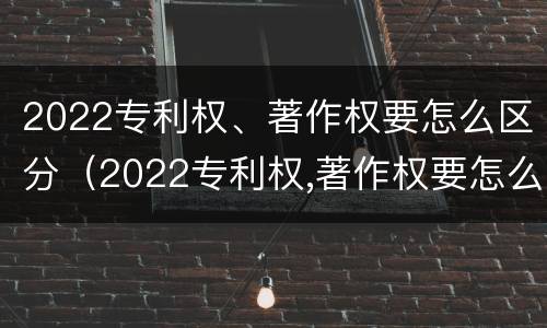 2022专利权、著作权要怎么区分（2022专利权,著作权要怎么区分呢）