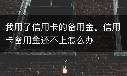 我用了信用卡的备用金。信用卡备用金还不上怎么办