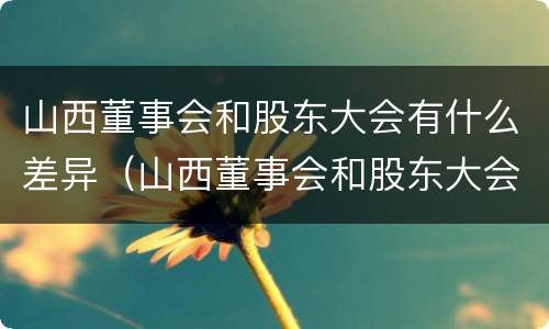 山西董事会和股东大会有什么差异（山西董事会和股东大会有什么差异）