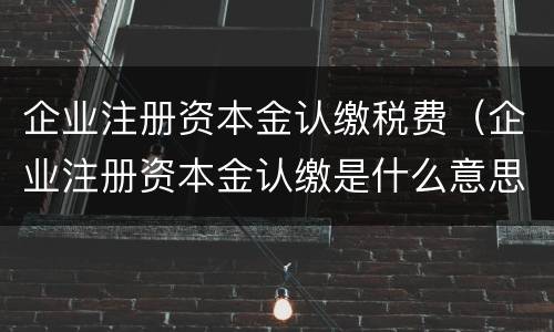 企业注册资本金认缴税费（企业注册资本金认缴是什么意思）