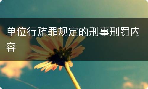 单位行贿罪规定的刑事刑罚内容