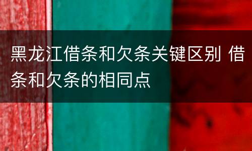 黑龙江借条和欠条关键区别 借条和欠条的相同点