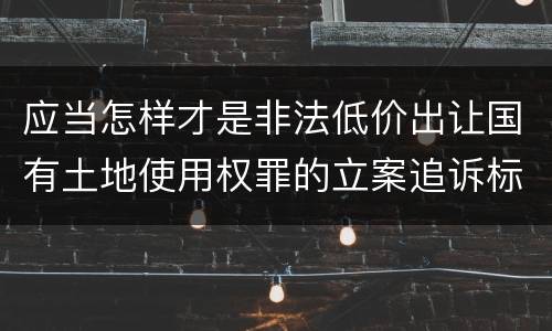 应当怎样才是非法低价出让国有土地使用权罪的立案追诉标准