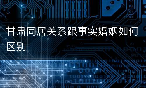 甘肃同居关系跟事实婚姻如何区别