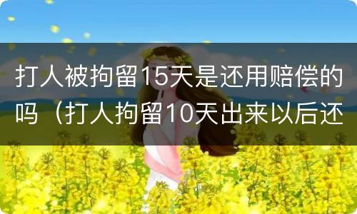 打人被拘留15天是还用赔偿的吗（打人拘留10天出来以后还用赔偿受害人吗）
