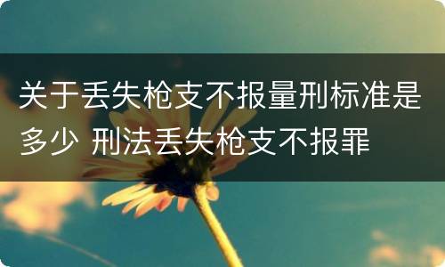 关于丢失枪支不报量刑标准是多少 刑法丢失枪支不报罪
