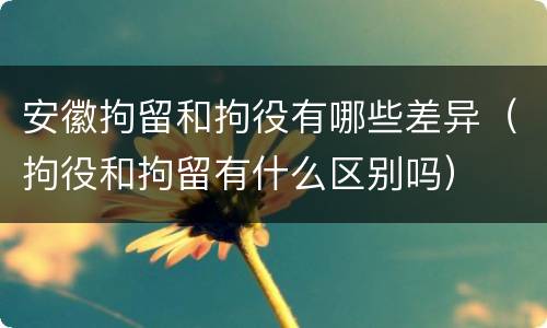 安徽拘留和拘役有哪些差异（拘役和拘留有什么区别吗）