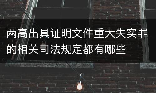两高出具证明文件重大失实罪的相关司法规定都有哪些