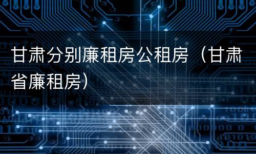 甘肃分别廉租房公租房（甘肃省廉租房）