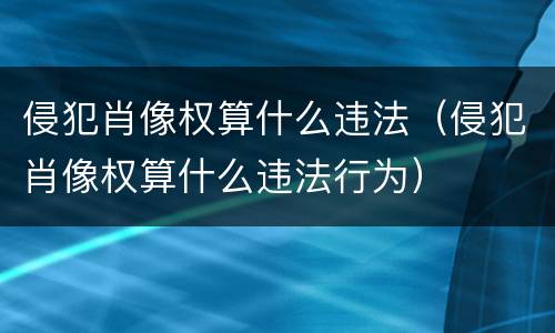 侵犯肖像权算什么违法（侵犯肖像权算什么违法行为）
