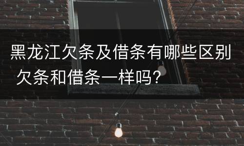 黑龙江欠条及借条有哪些区别 欠条和借条一样吗?