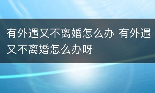有外遇又不离婚怎么办 有外遇又不离婚怎么办呀