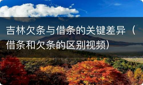 吉林欠条与借条的关键差异（借条和欠条的区别视频）