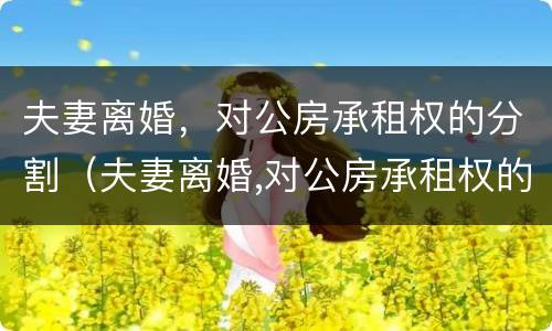 夫妻离婚，对公房承租权的分割（夫妻离婚,对公房承租权的分割有效吗）