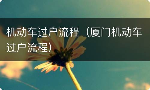 机动车过户流程（厦门机动车过户流程）