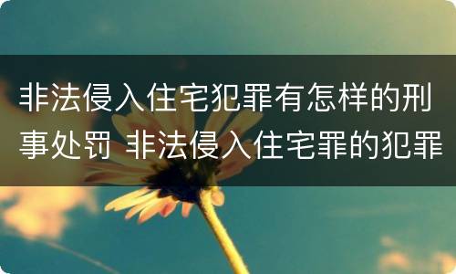 非法侵入住宅犯罪有怎样的刑事处罚 非法侵入住宅罪的犯罪构成