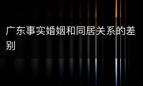 广东事实婚姻和同居关系的差别