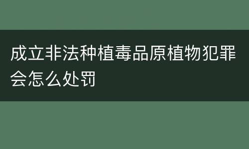 成立非法种植毒品原植物犯罪会怎么处罚