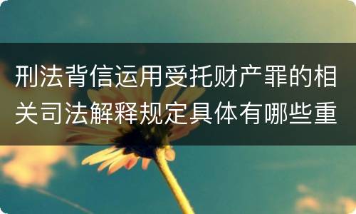 刑法背信运用受托财产罪的相关司法解释规定具体有哪些重要内容