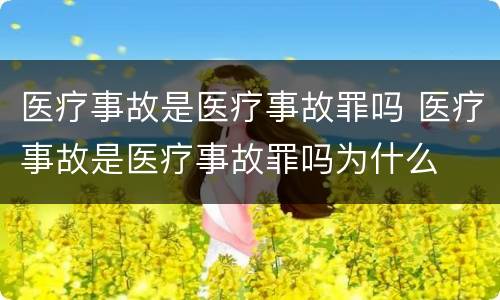 医疗事故是医疗事故罪吗 医疗事故是医疗事故罪吗为什么